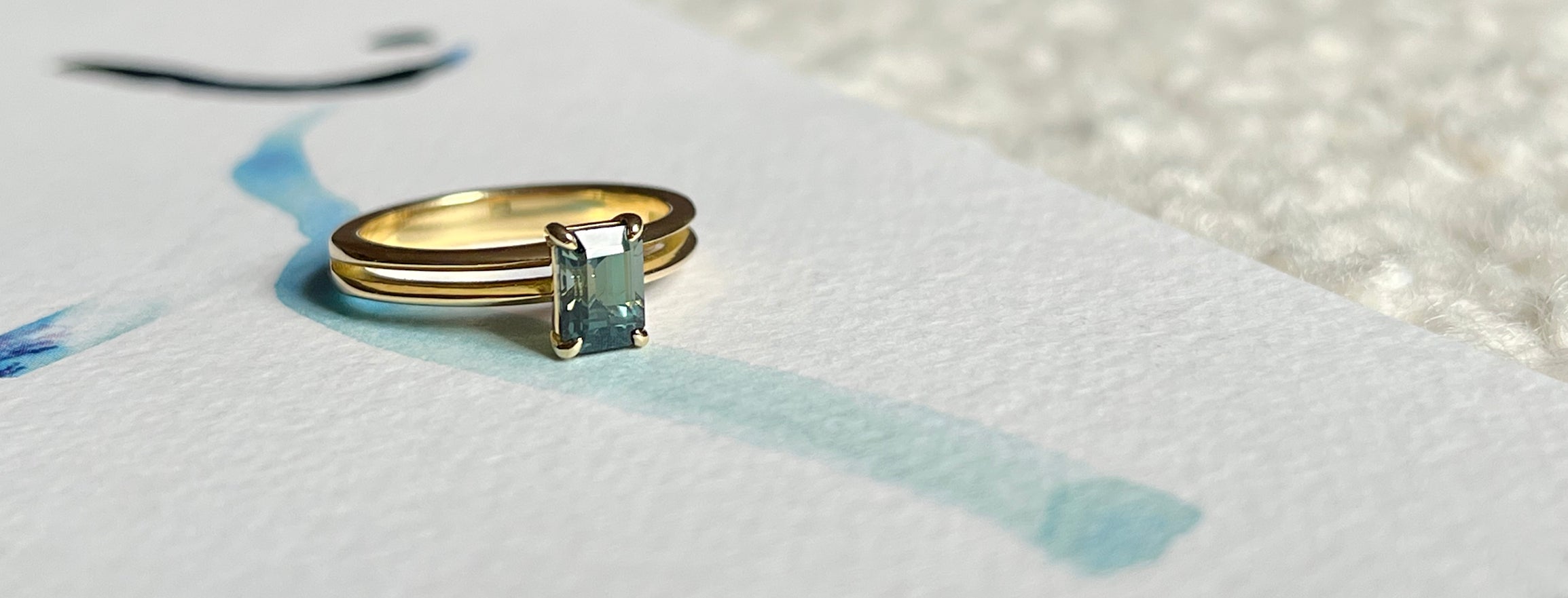 Mei-Li Rose bespoke jewellery green sapphire engagement ring